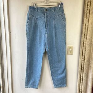 Sunset Blues Vintage Deadstock High Rise Pleated Western Light Wash Mom Jeans